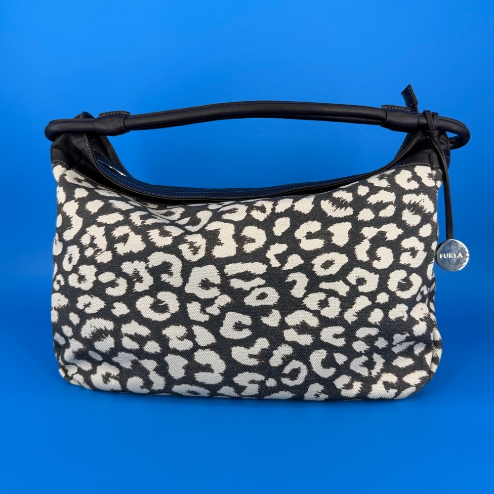 FURLA Leopard Print Hobo Shoulder Bag. COA